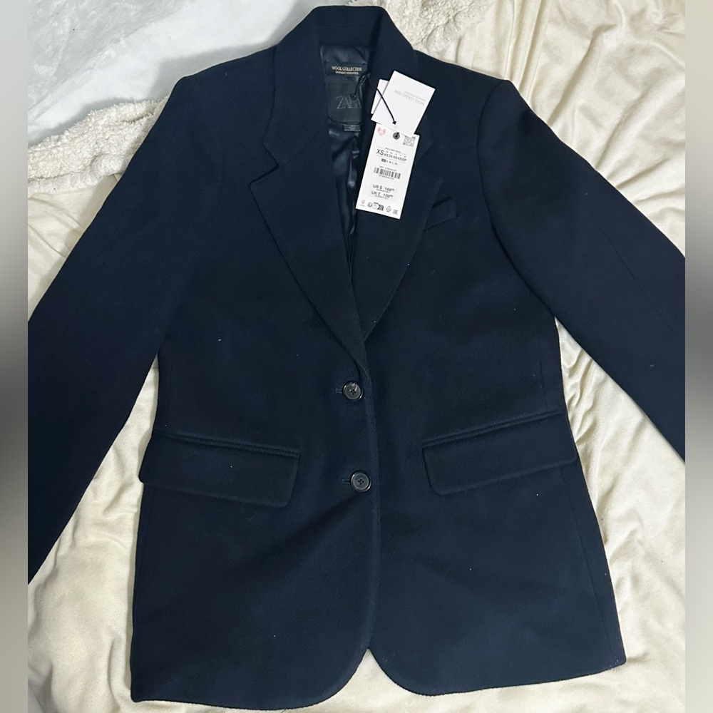 NWT Zara Wool Collection Classic Black Suit Jacket